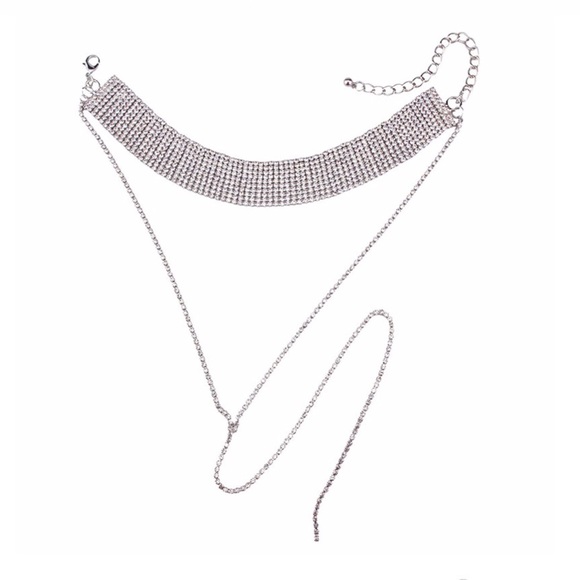 Crystal Statement Necklace Stunning Drop Down - Picture 2 of 2